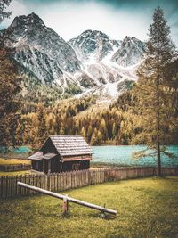 Scenic view of lake against mountain range