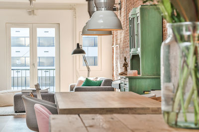 Empty chairs and table at home