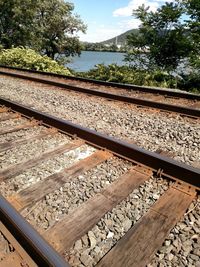 Railroad tracks on railroad track