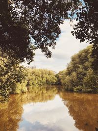 Scenic view of lake against sky
