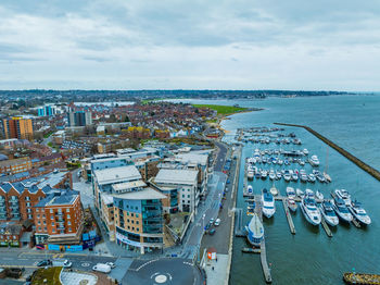 High angle view of city