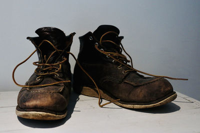 Close-up of shoes against black background