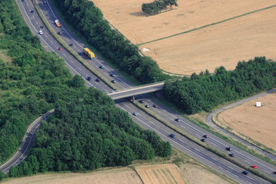 High angle view of road amidst landscape