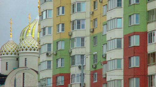 Low angle view of buildings in city