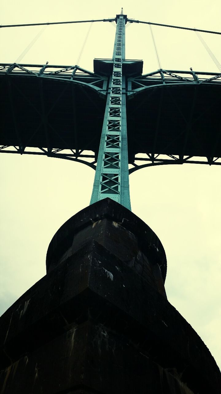 low angle view, architecture, built structure, clear sky, tower, building exterior, sky, tall - high, connection, day, travel destinations, no people, outdoors, fuel and power generation, tall, famous place, international landmark, history, metal, capital cities