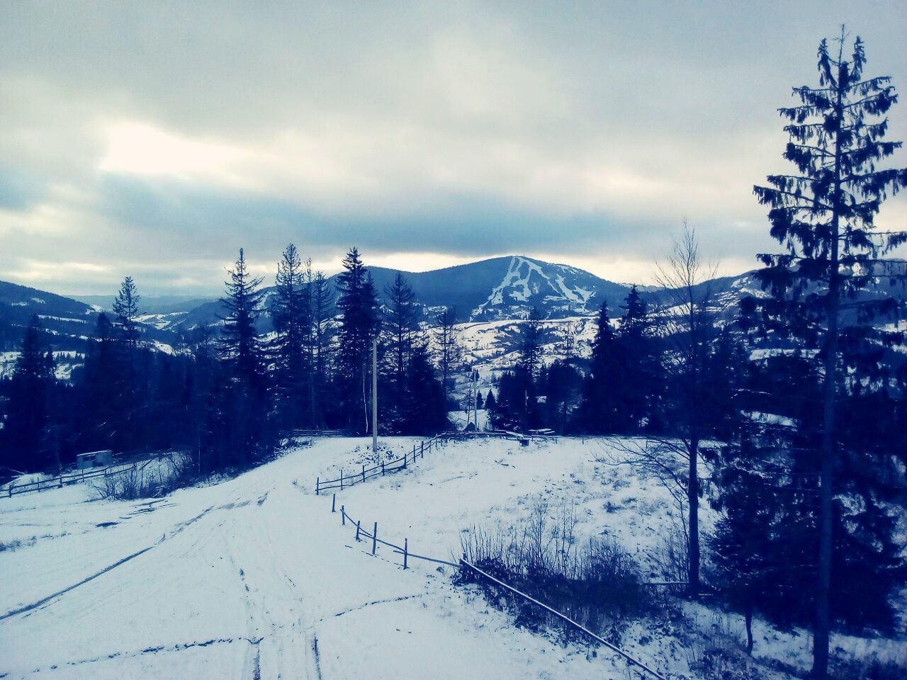 snow, winter, cold temperature, season, weather, mountain, sky, covering, landscape, tranquil scene, cloud - sky, snowcapped mountain, scenics, tranquility, beauty in nature, nature, house, frozen, tree, mountain range