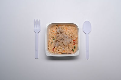 High angle view of food on white background