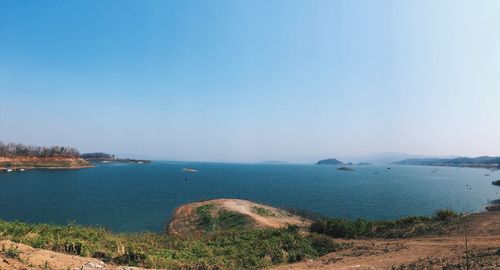 Scenic view of sea against clear sky