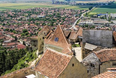 High angle view of cityscape against sky