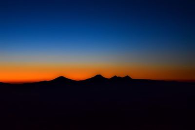 Silhouette of mountain against sky at sunset
