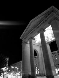 Low angle view of historical building against sky at night