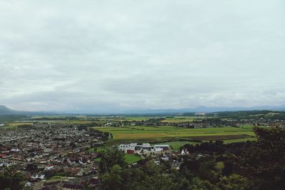 High angle view of townscape against sky