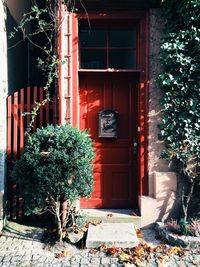 Closed door of house