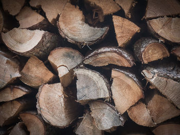 Full frame shot of firewood closeup