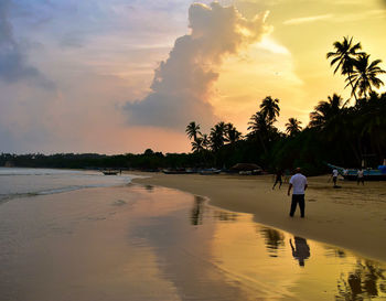Scenic view of beach against sky during sunset