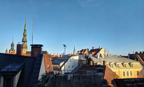 Panoramic view of buildings against sky in city