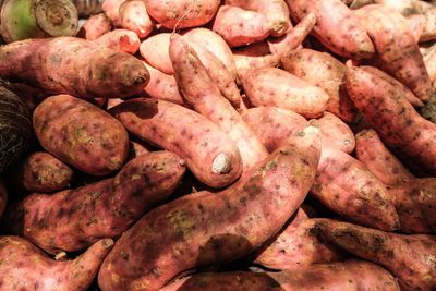 Full frame shot of sweet potatoes at market stall