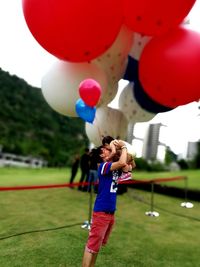 Boy playing in playground