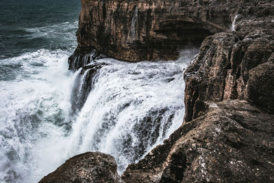 Scenic view of waterfall