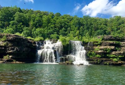 Scenic view of waterfall