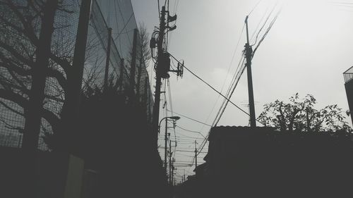 Low angle view of power lines against sky