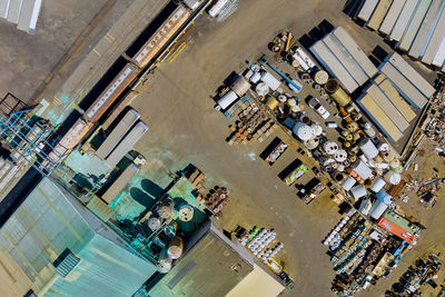 High angle view of buildings in city