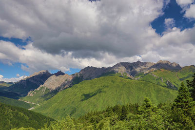 Scenic view of mountains against sky