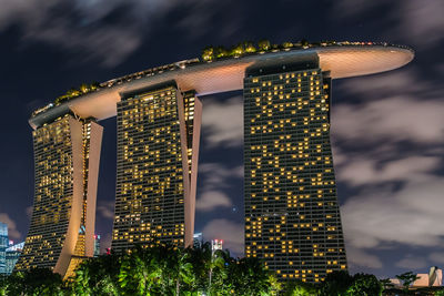 Low angle view of marina bay sands in singapore.