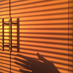 Shadow of person hand on wall