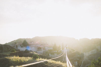 High angle view of city against clear sky