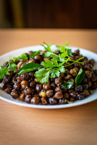 Close-up of meal served in plate