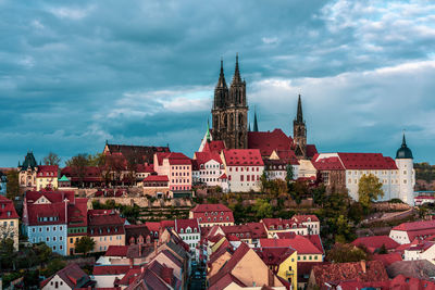 Roofscape of meissner's old town, germany.