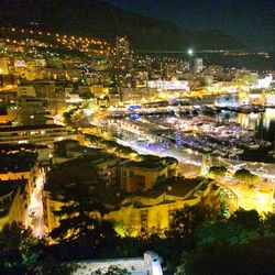 Illuminated city at night
