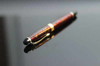High angle view of pen on table