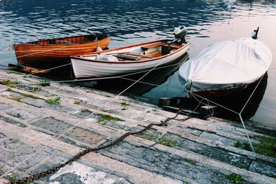 View of boats in water