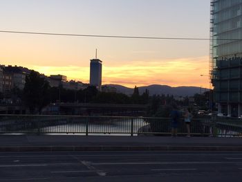 Buildings at sunset