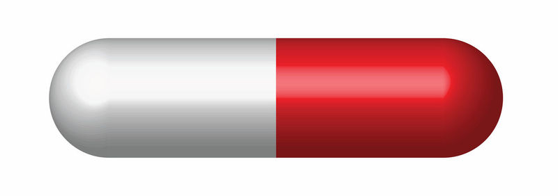 Red metal structure against white background