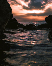 Scenic view of sea against sky during sunset