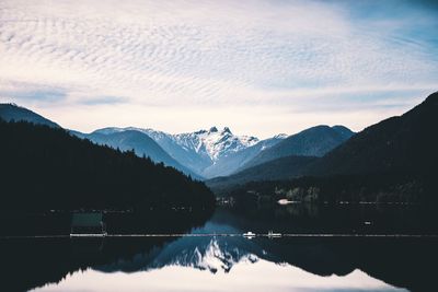 Reflection of mountain range in lake