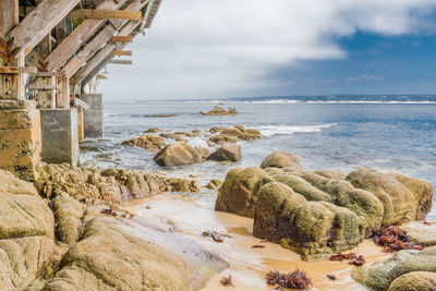 Scenic view of sea against cloudy sky