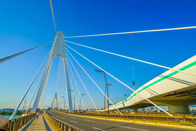 Low angle view of bridge against clear sky