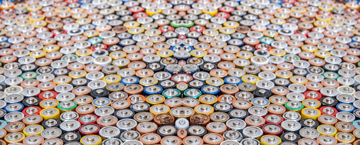 Used batteries from different manufacturers, waste, collection and recycling