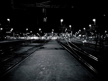 Illuminated street lights at night