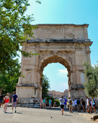 Group of people at historical building