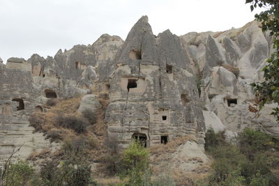 Low angle view of rock formations at cappadocia