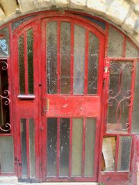 Closed door of building