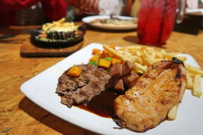 Close-up of meal served in plate