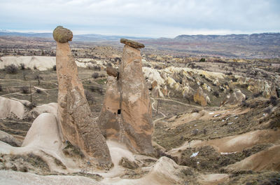 Scenic view of rock formations against sky