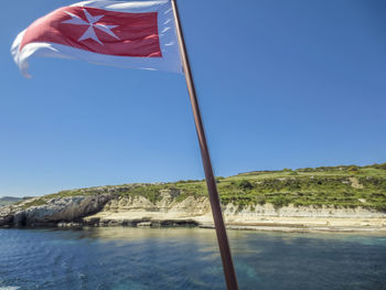 View of calm sea against clear blue sky