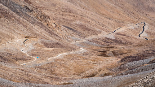 High angle view of mountain road